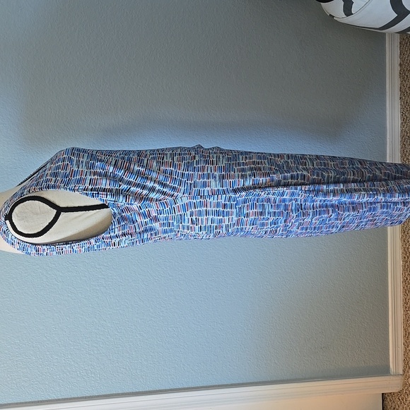 ZOZO Midi Sleeveless V-Neck W/Side Ruching Blue Geometric Tile Print Sz XL - Picture 6 of 12